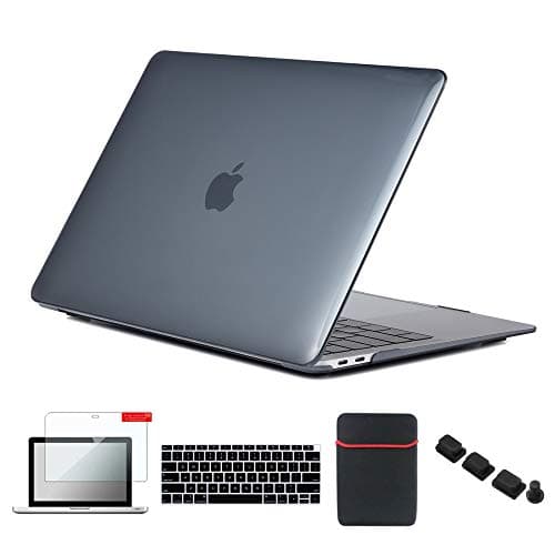 Se7enline Compatible with MacBook Air case M1 A2337/A2179/A1932 Cover for Mac Air 13 Inch Touch ID 2018/2019/2020/2021/2022 &Sleeve Bag&Keyboard Cover&Screen Protector&Dust Plug, Crystal Black
