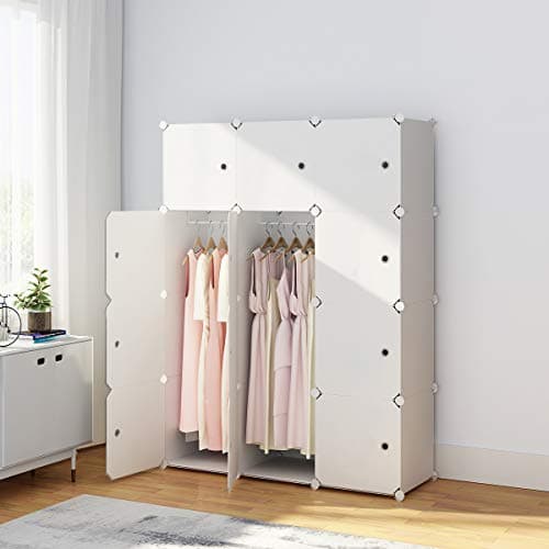 KOUSI Dresser Small Closet Wardrobe Drawer Storage for Clothes Small Wardrobe Storage for Small Spaces Clothes Storage Dresser, Capacious Customizable, White, (White, 12 Cubes)