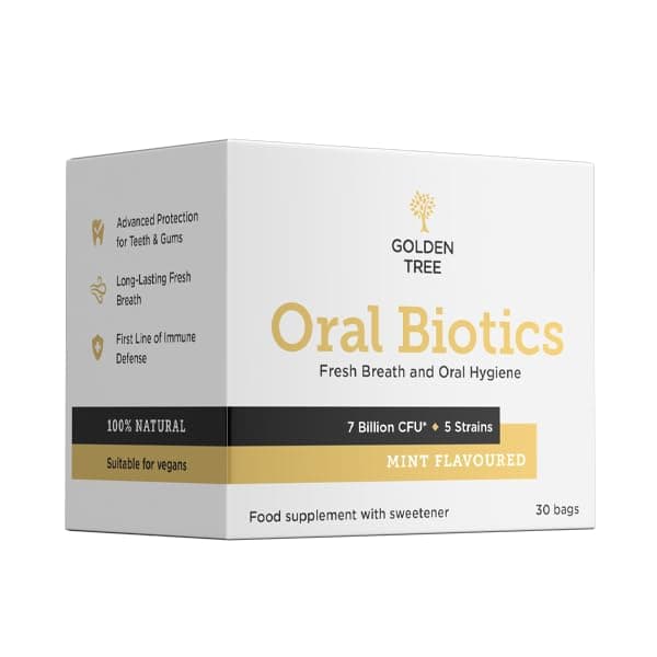 Golden Tree Oral Biotics – Oral Probiotics for Oral Care, 7 Billion CFU per Dose, Mouth Probiotics Sachets with 5 Bacterial Strains, 30 Sachets