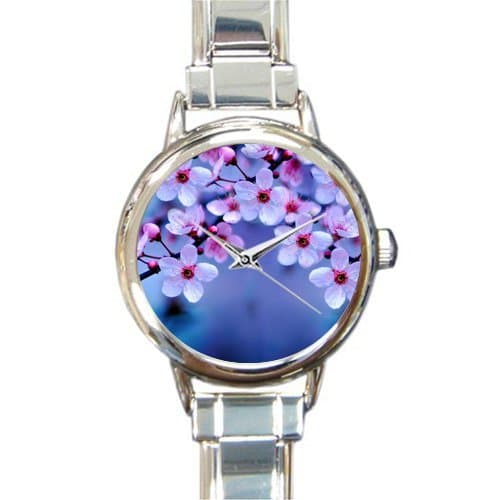 Novelty Gifts Amazing Cherry Blossom 100% Stainless Steel Women's Round Italian Watch