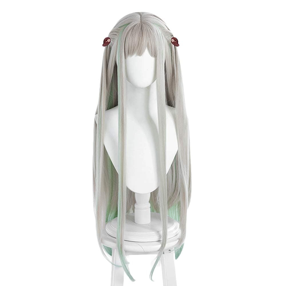 Anime Yashiro Nene Wig Gray Mixed Light Green Long Straight Party Hair Cosplay Props Halloween