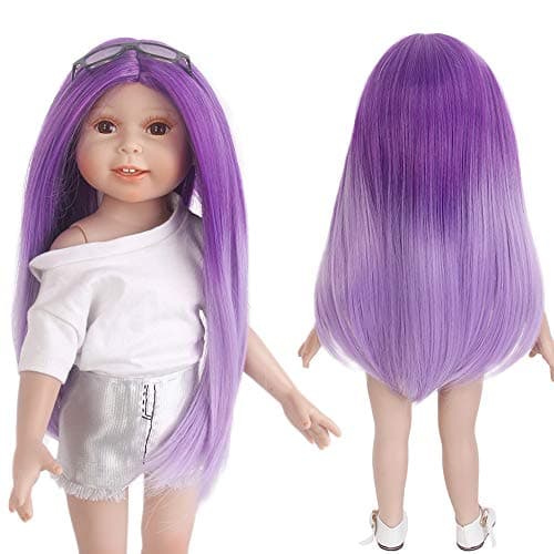 STfantasy Doll Wig for 18 Inches AG OG Doll Journey Girls Gotz My Life Ombre Purple Straight Synthetic Hair Girls Gift