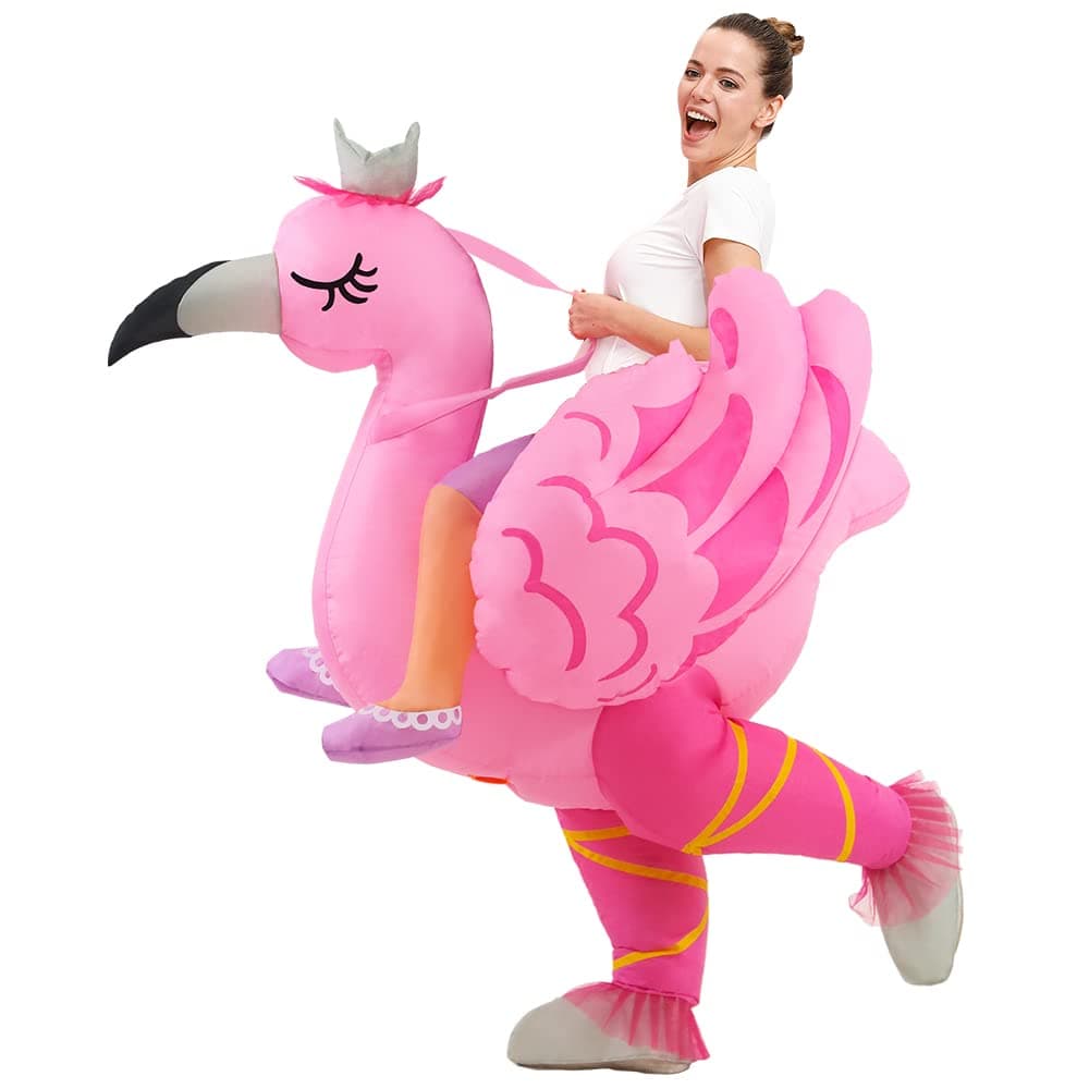 KOOY Inflatable Flamingo Costume Adult, Inflatable Costumes Women Men, Pink Flamingo Funny Suit Blow Up Costume for Adults, Party Halloween Costumes