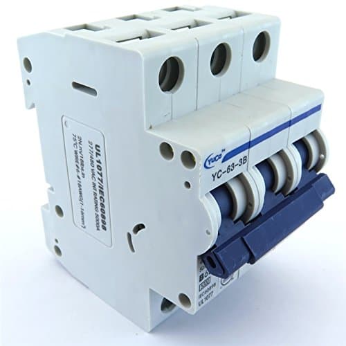Yuco YC-63-3B Miniature Din Rail Circuit Breaker B Curve 277/480V 50/60Hz 3 Pole (63 Amp)