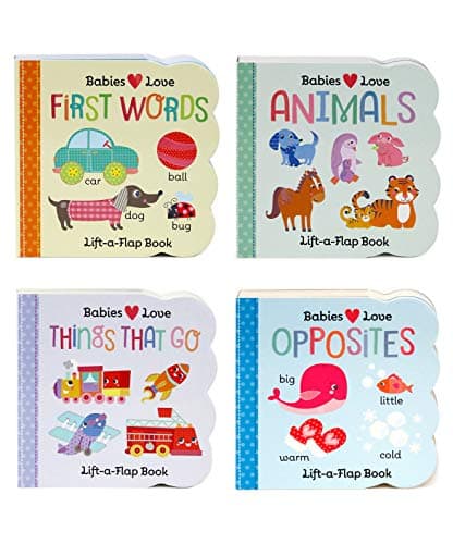 4 Pack Chunky Lift-a-Flap Board Books: First Words/Animals/Opposites/Things That Go (Babies Love) Board book – March 15, 2017