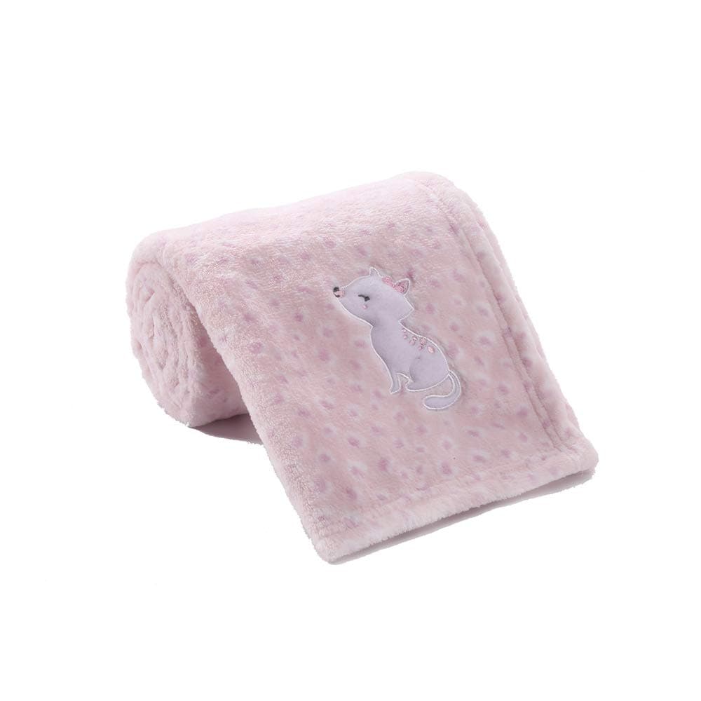 30''X40'' Cute Plush Cozy and Warm Fleece Baby Blanket for Girls Infant Toddler Crib Cot Stroller - Pink Cat