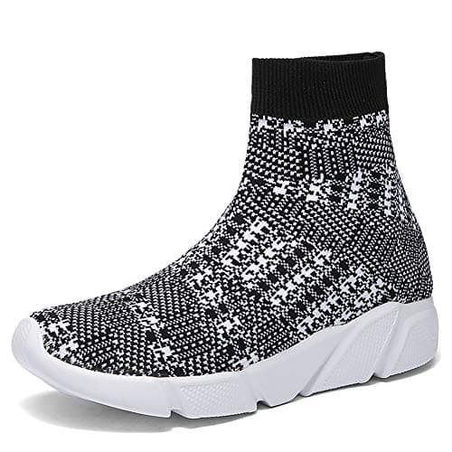 TANTOO Lightweight Sneakers Shoes for Womens and Mens High-Top Stretchy Knitting Sock Shoes Casual Athletic Running Shoes(7015, Grey 36)