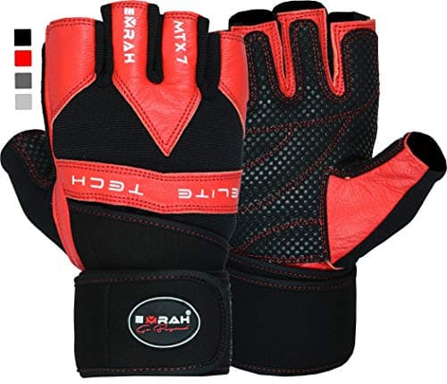 EMRAH Genuine Leather Weight Lifting Gloves Gym Body Building Cross Training Gloves Fitness Work Out Training Straps Workout Wrist Support Training, Fitness, Bodybuilding and Exercise - X