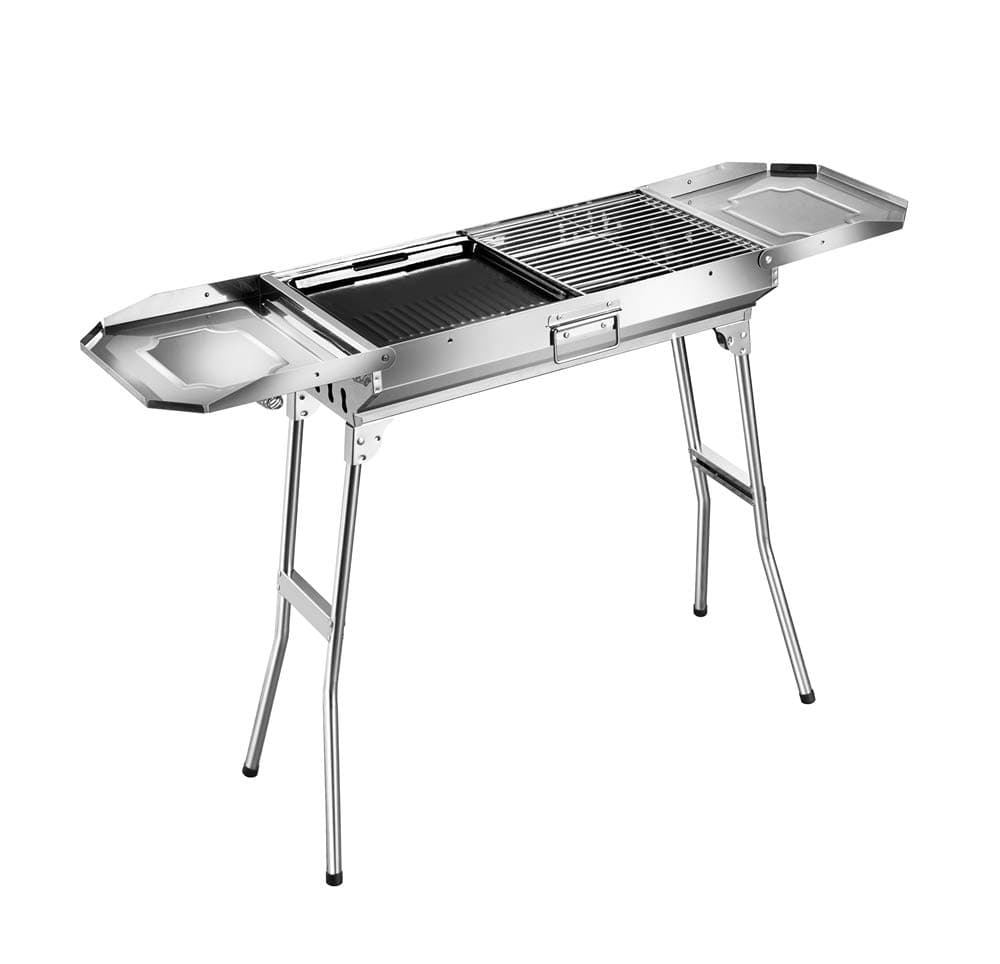 Goozegg Charcoal Grill Portable BBQ Grill Heavy-Duty Stainless Steel Barbecue Folding Camping Grill for Outdoor, Backyard, Patio, Picnic, Park, 44-Inch