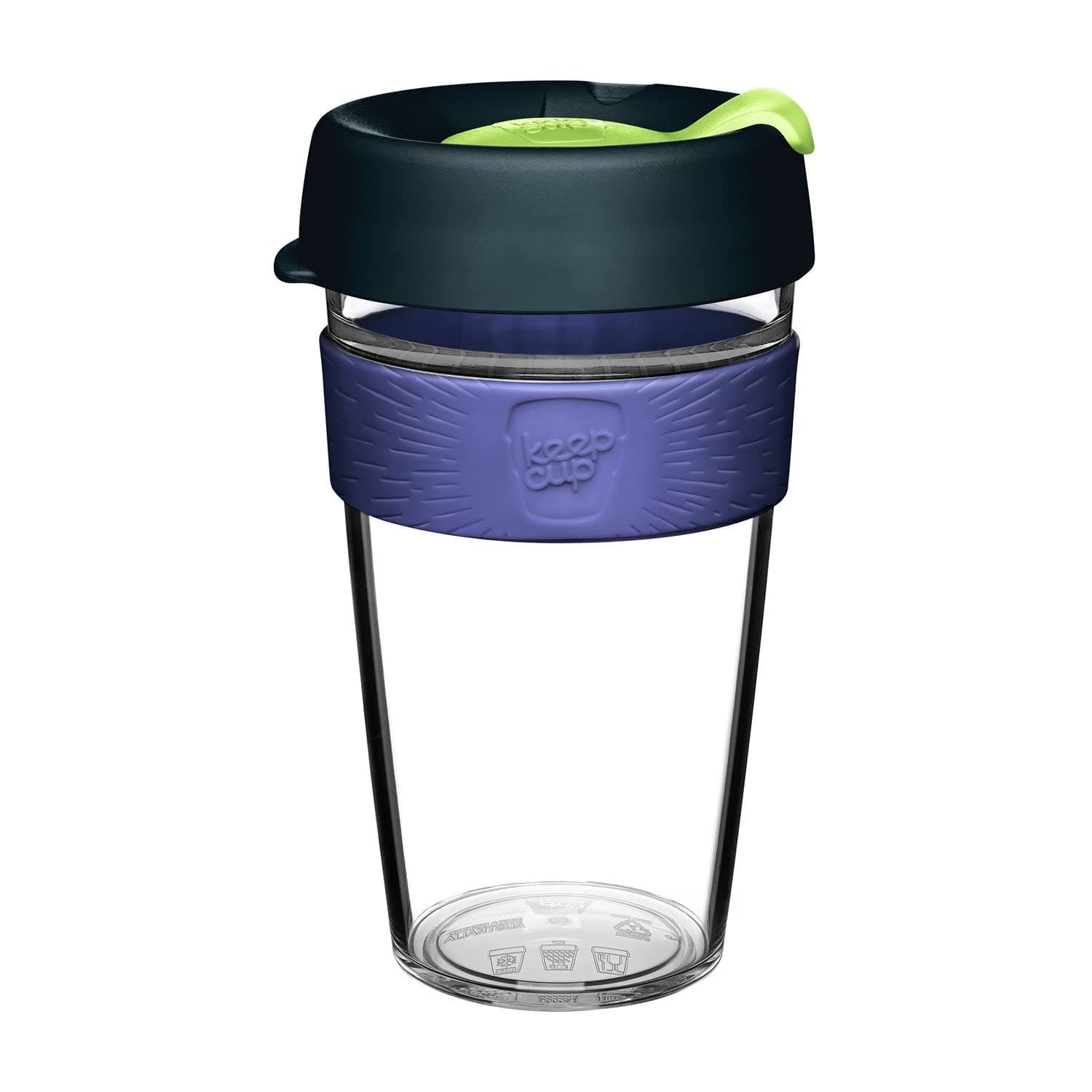 KeepCup Original Clear, Reusable Plastic Coffee Cup | Splashproof Lid, BPA Free, Barista Grade | Large | 16oz / 454ml | Deep