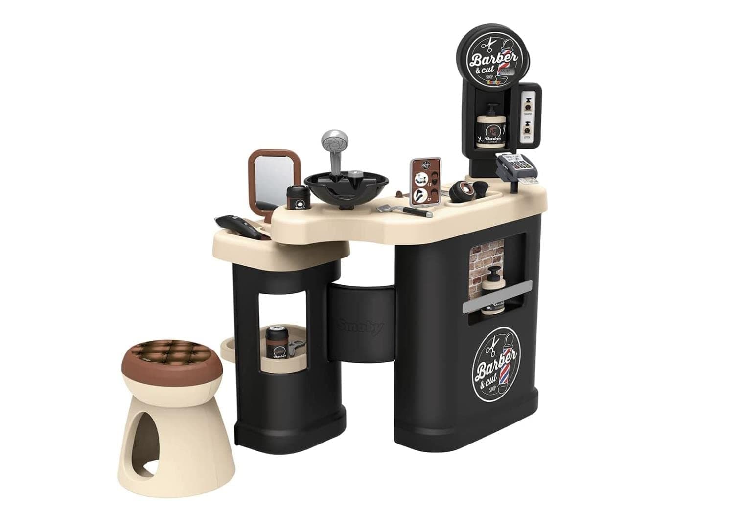 Smoby - Barber and Hairdresser play salon shop for children (69 x 48 x 91,5 cm) - play station incl, toy accessories for styling - for kids girls and boys aged 3 years and over