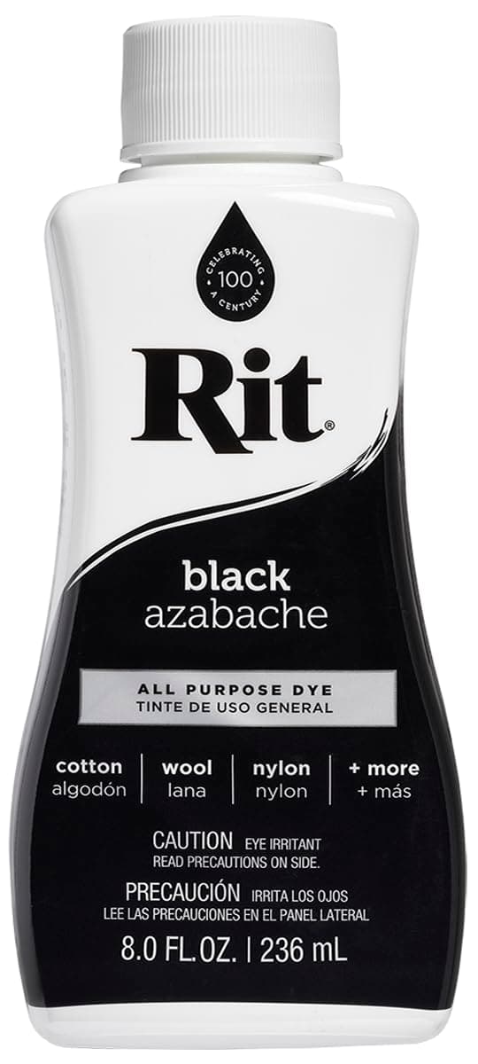 Rit Dye 88150 All Purpose Liquid Dye, Black, 8 Fl Oz (Pack of 1)