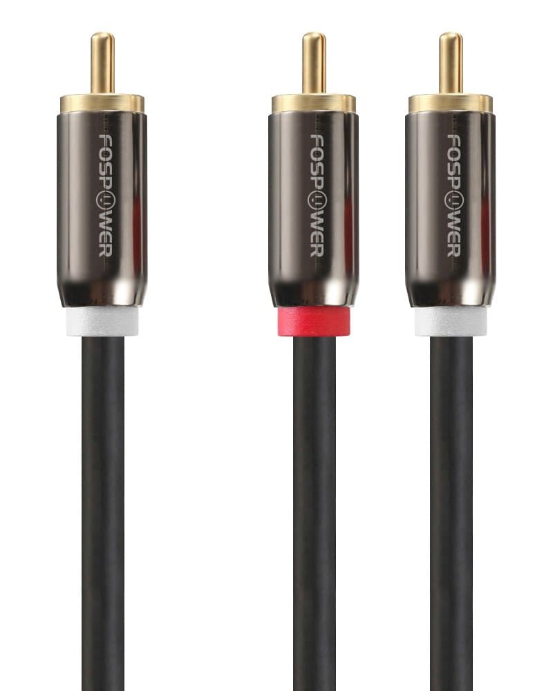 FosPower RCA Y-Adapter (3 Feet), 1 RCA Male to 2 RCA Male Short Y Splitter Digital Stereo Audio Cable for Subwoofer, Home Theater, Hi-Fi - Dual Shielded | 24K Gold Plated