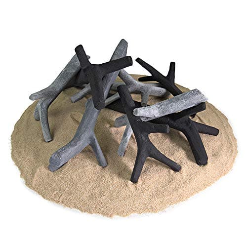 Ceramic Wood Fire Logs | Fireproof Ceramic Decorative Logs for Indoor and Outdoor Fire Pits and Fireplaces – Modern Ash, Set of 9