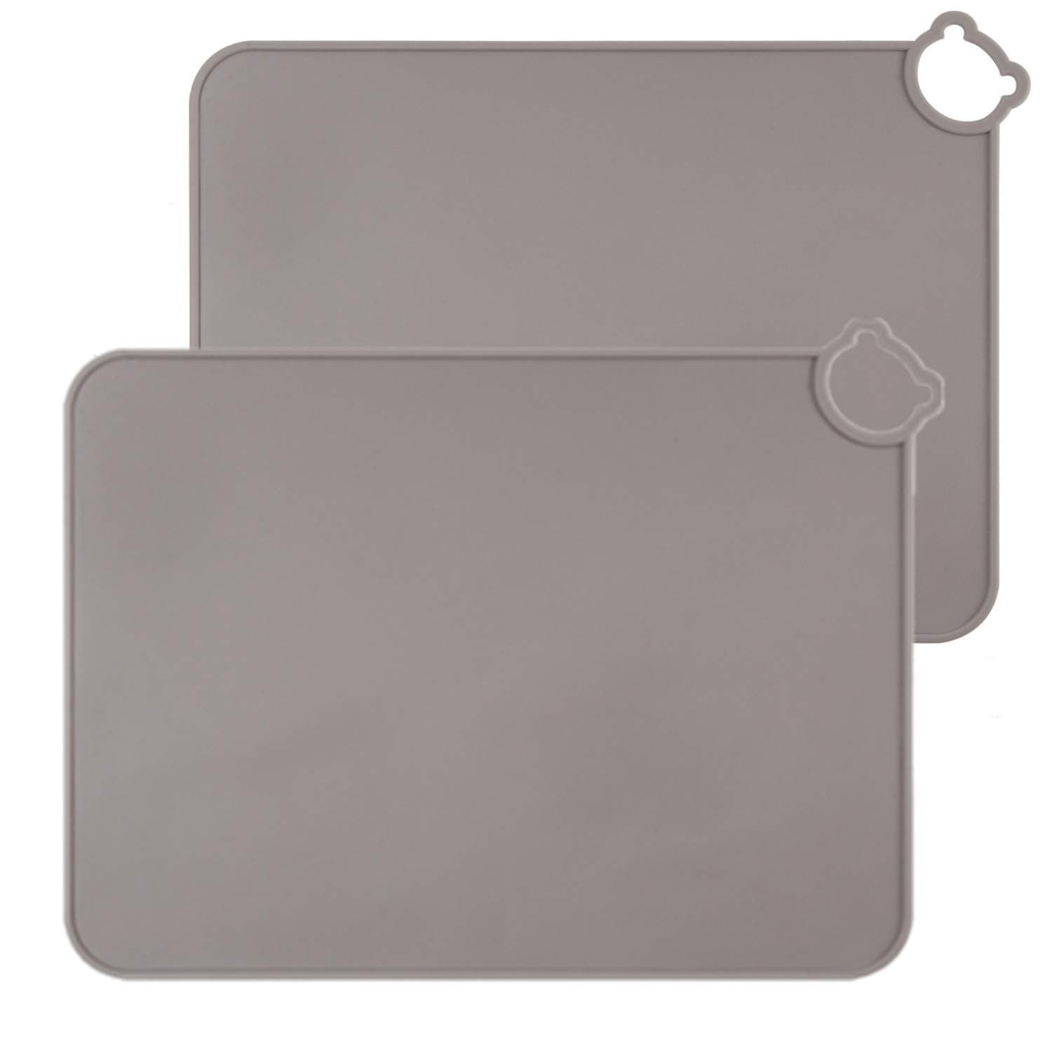 IYYI Silicone Placemats for Kids Baby,Dishwasher Safe Table Mats,Toddlers Portable Food Mat Travel Set of 2 … (2 Gary)