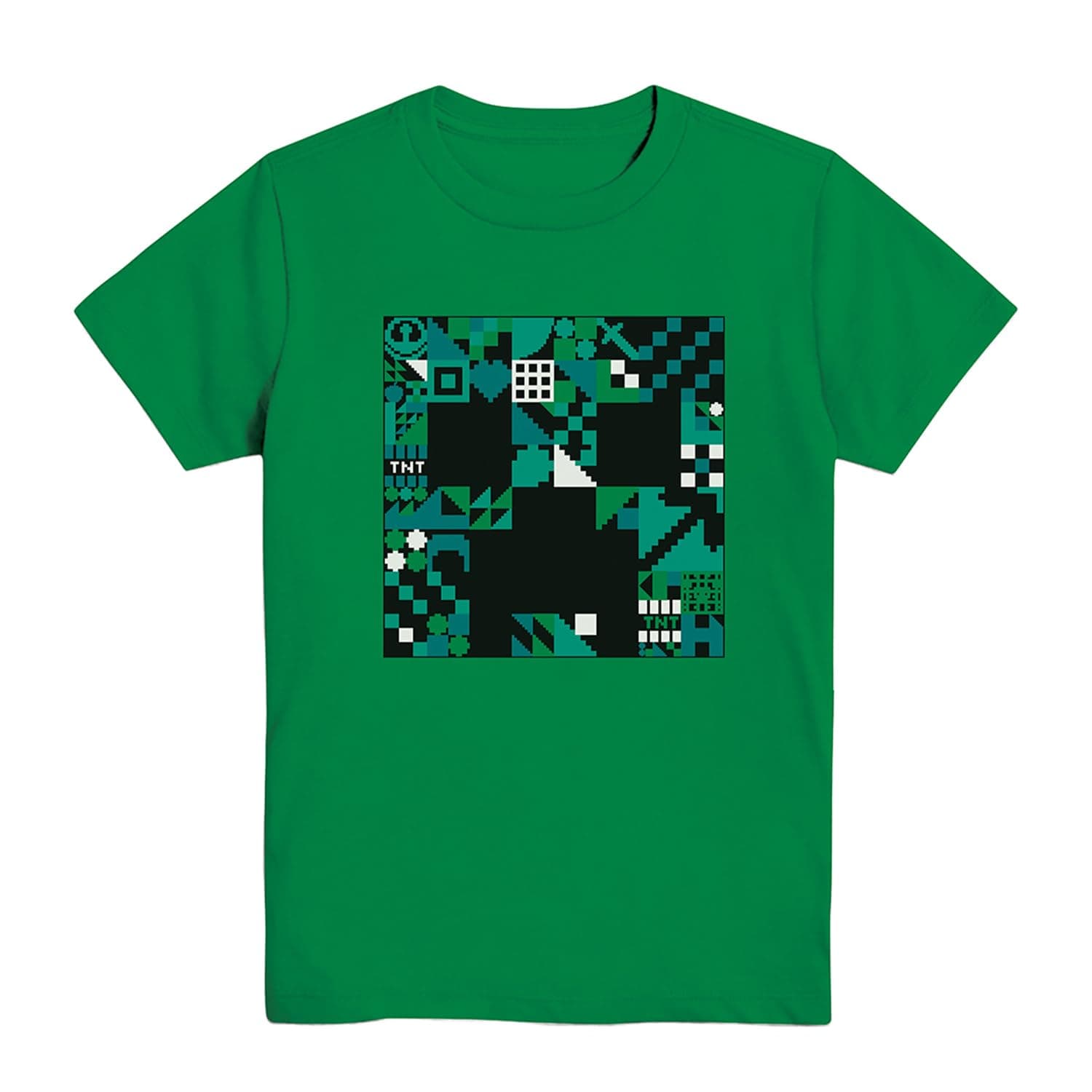 Minecraft Boys Video Game T-Shirt - Black and Green Creeper Face - Official Shirt