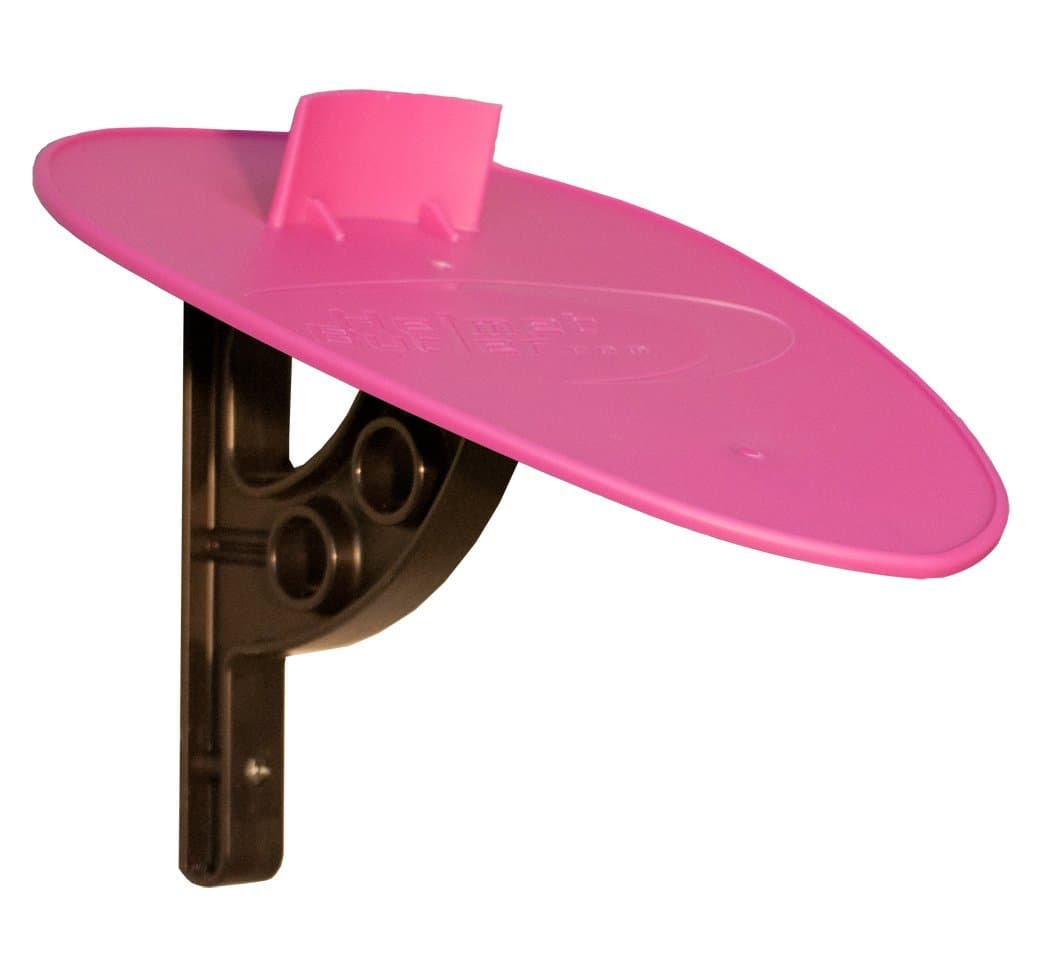 Helmet Butler - Motorcycle Helmet & Gear Storage System - Pink Top - Black Bracket