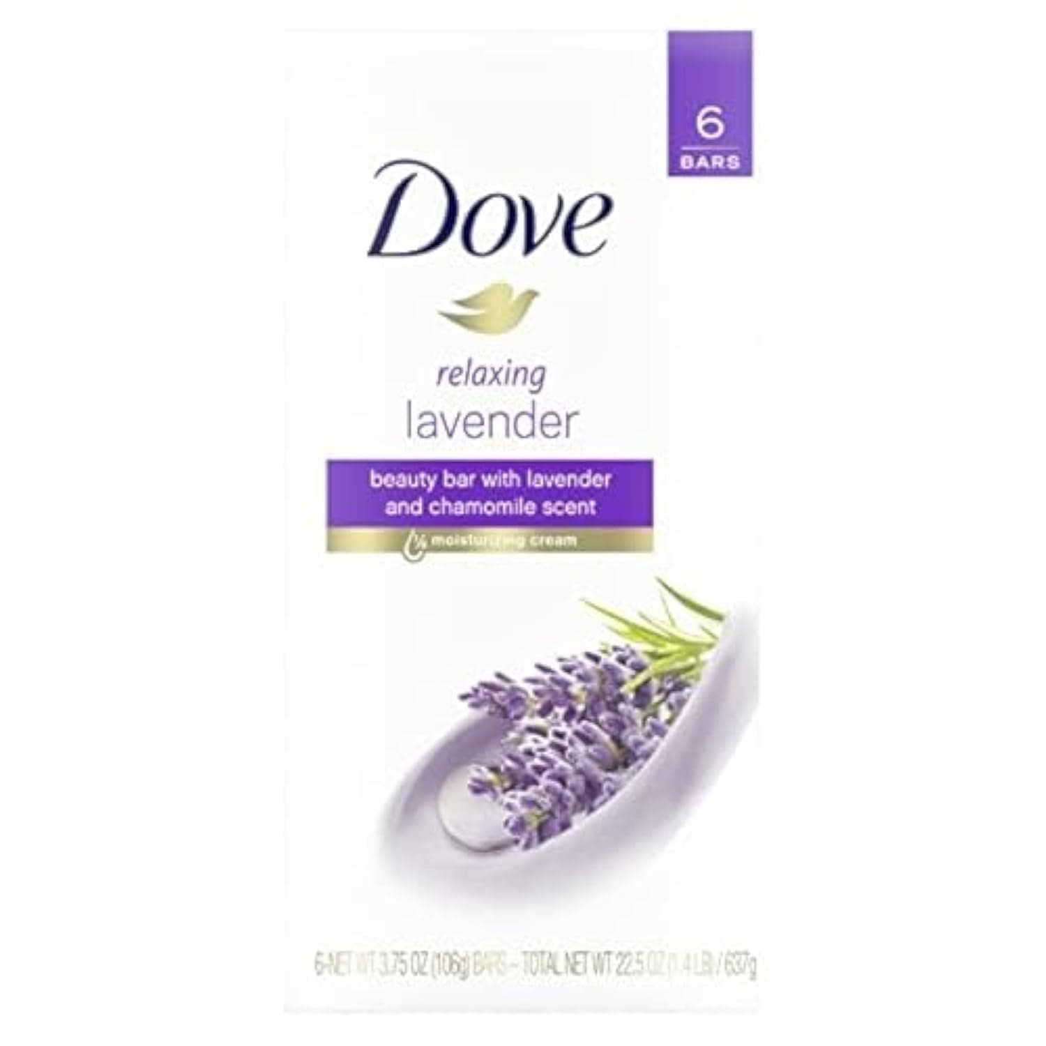 DoveBeauty bar soap pack of 6 (Lavender And Chamomile)