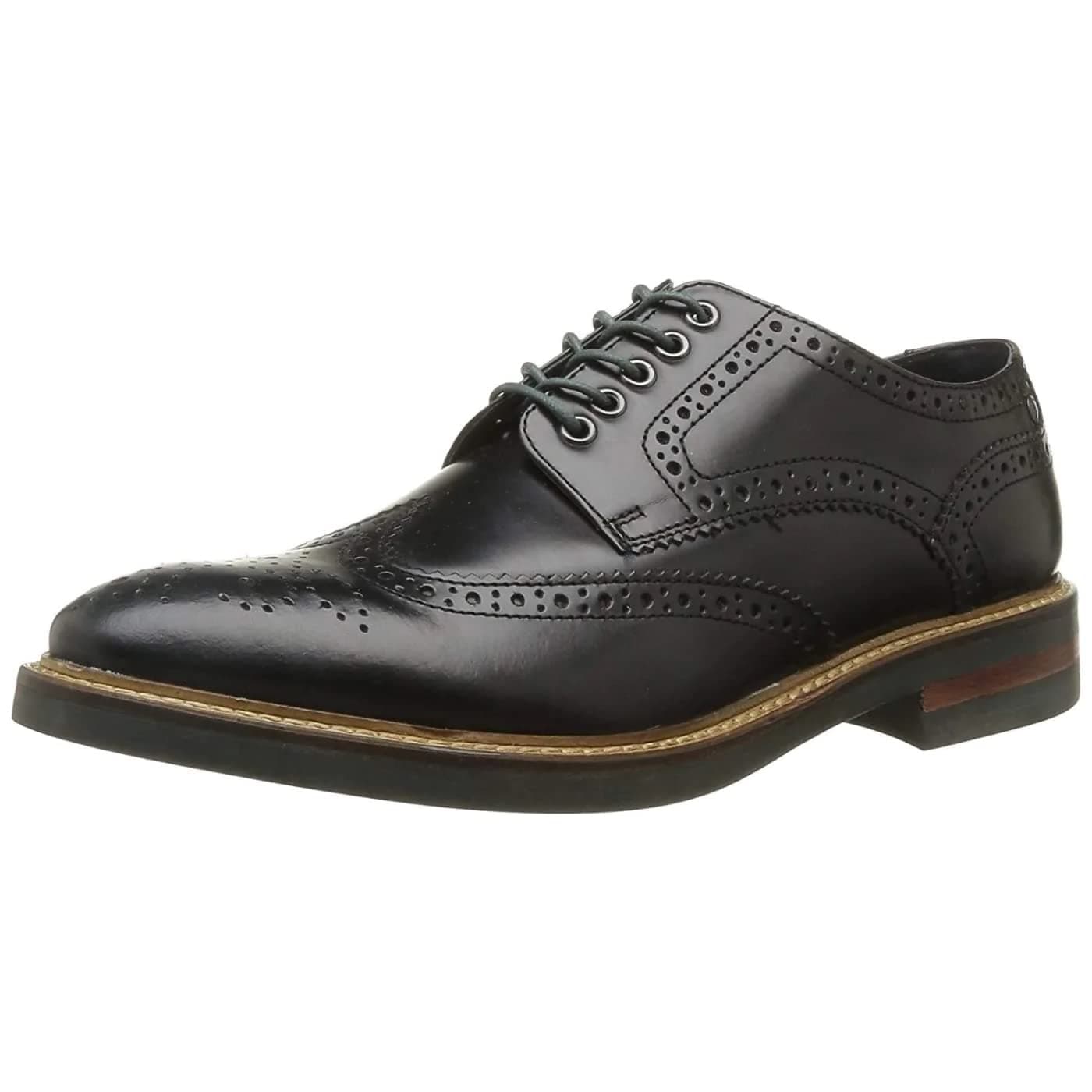 Base London Woburn Hi Shine Black Leather New Mens Formal Brogue Casual Shoes Boots-8
