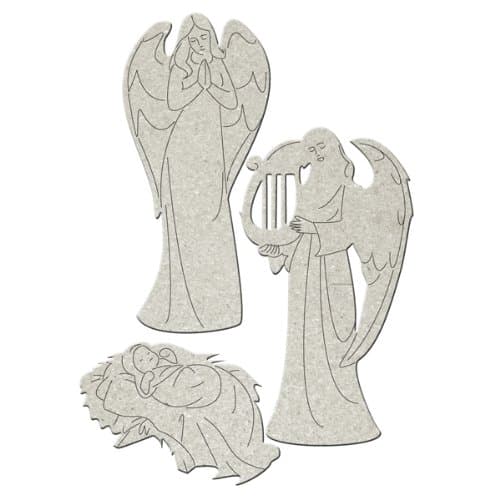 Angelic Christmas DC61 012 Fabscraps Angels and Baby in Manger Die Cut for Scrapbooking