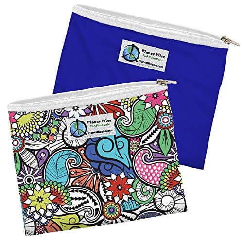 Planet Wise Reusable Zipper Sandwich Bags, 2-Pack, Oasis/Blue Poly