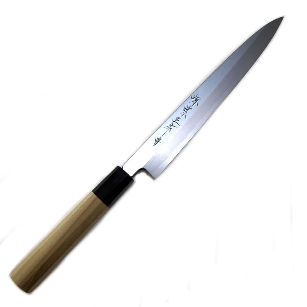 Houcho.com Sakai Ajimasa, Genuine Sakai-Manufactured, 8.3” (210mm) Kasumi Blue Steel Yanagiba Sushi Knife