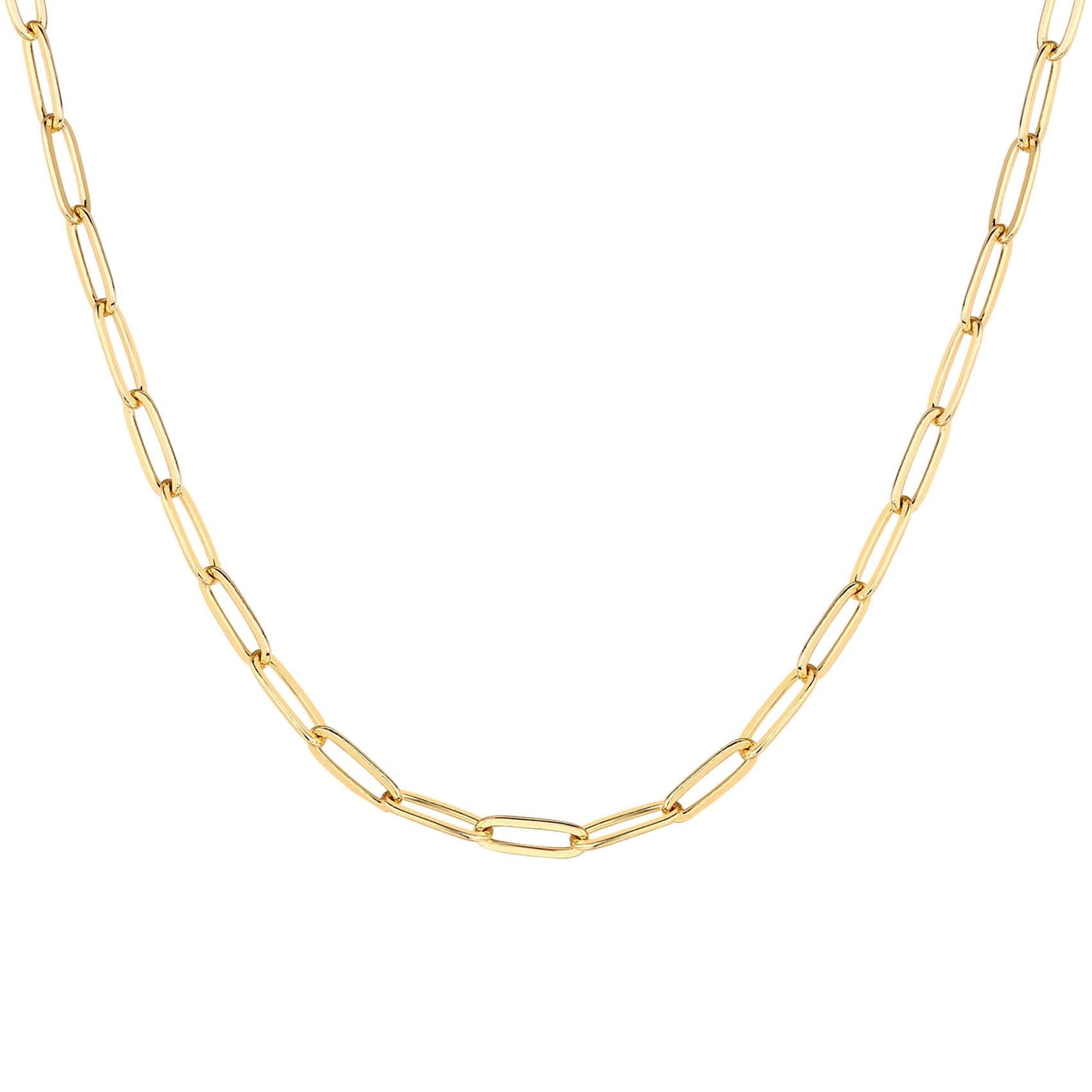 PAVOI 14K Gold Plated Paper Clip Chain Necklace for Women | Gold Chain Necklace | Adjustable Link Chain Necklace, 2XL, Yellow Gold, No Gems