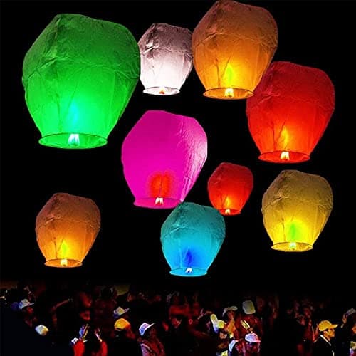 Paper Sky Lanterns Multicolour Wishing Hot Air Balloon/Flying Night Sky Candle for Diwali/Christmas/Marriage/Birthday/All Festival - Pack of 3(Hot Air Ballon-3-Pec-RN-Hot Air Balloon)