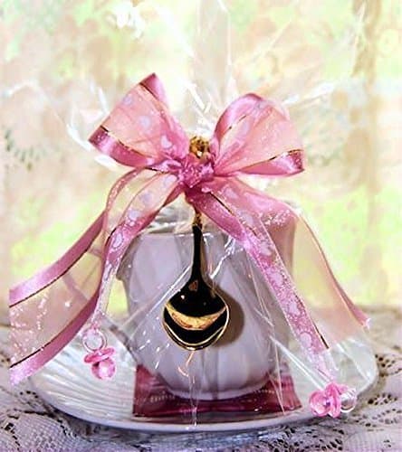 Set of 4 Tea Theme Baby Girl Tea Cup (Teacup) Baby Shower Favors with Tea Bag and Tea Spoon