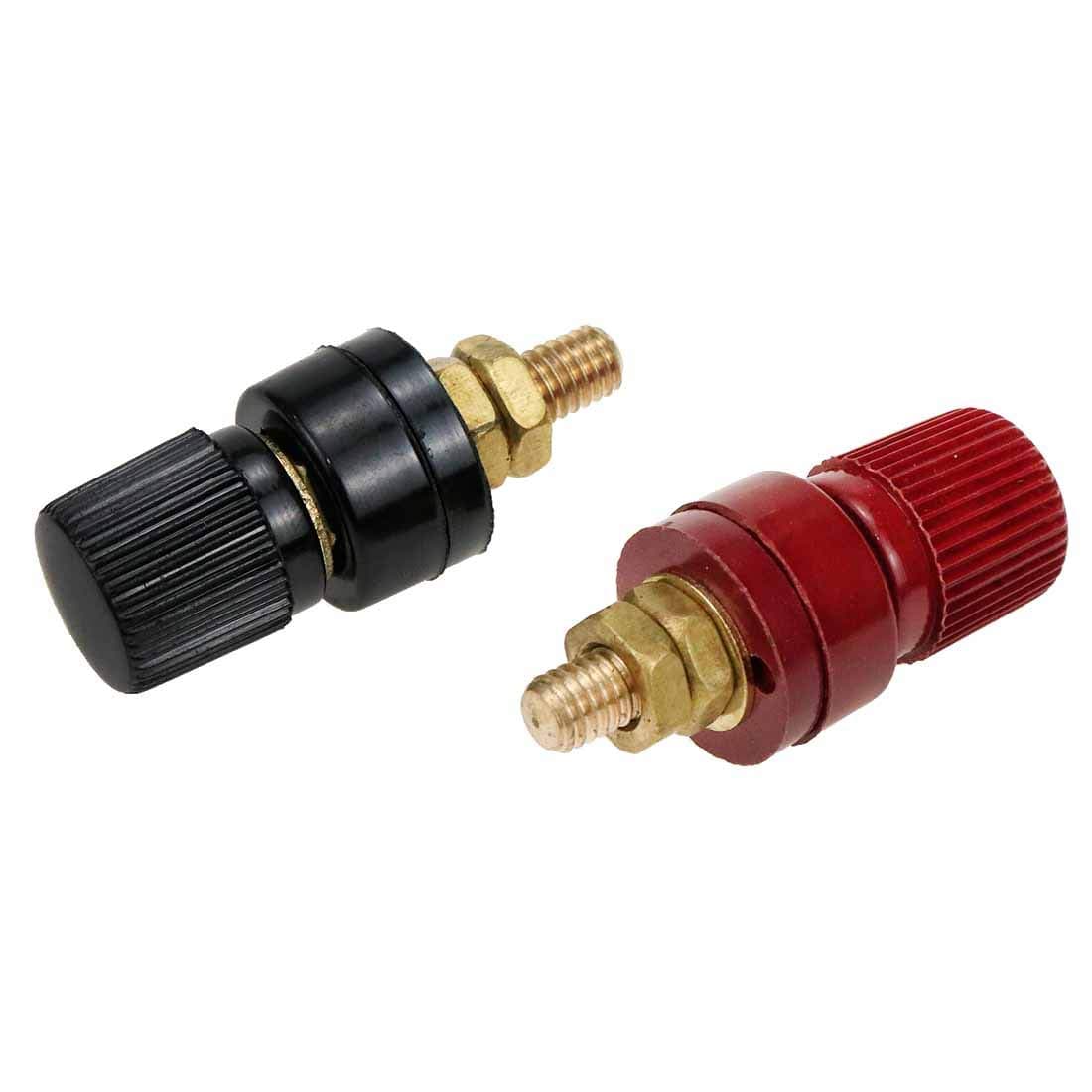 LC LICTOP15/64" Stud Premium Remote Battery Power Junction Post Connector Terminal Kit,Pack of 2 (6mm Red & Black)