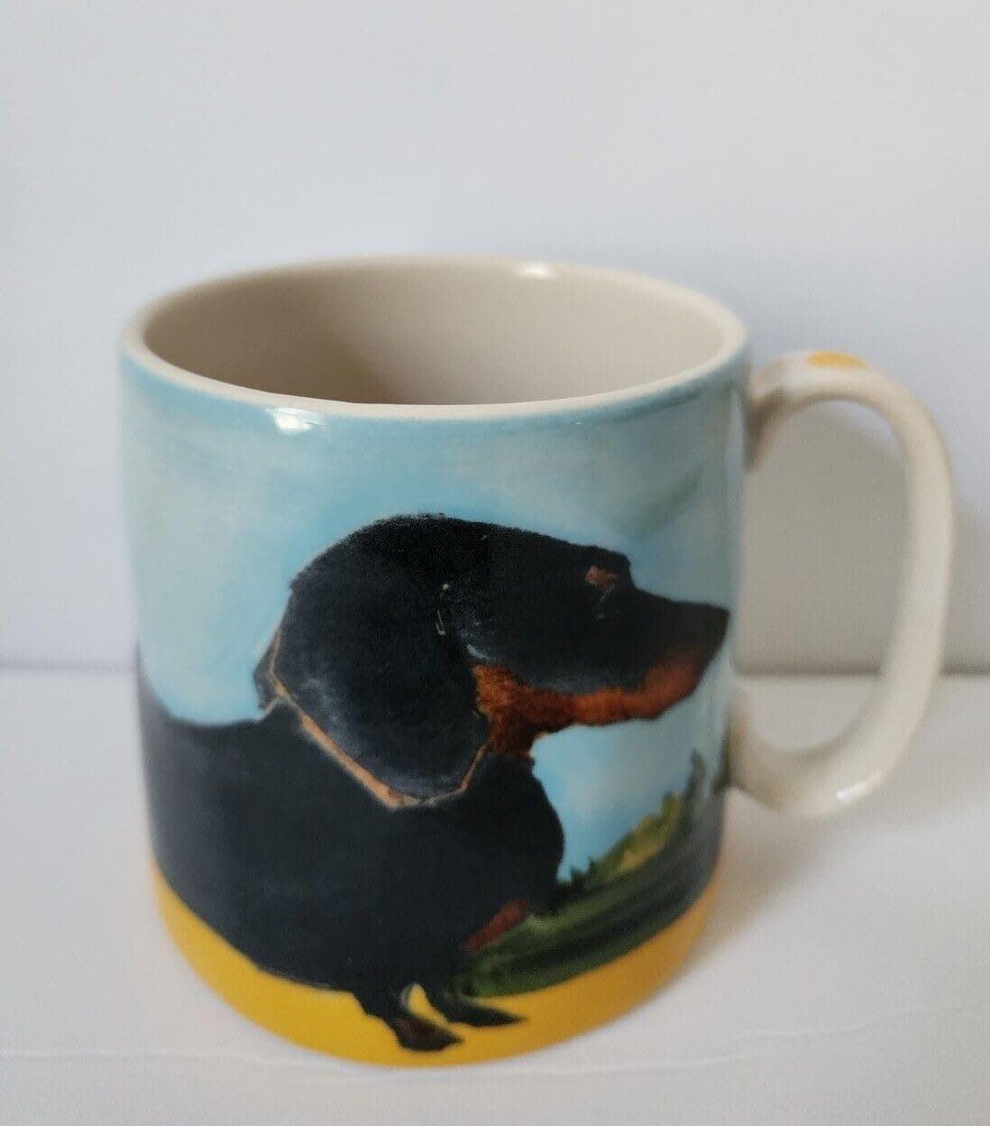 FUNKY CLUB New Anthropologie Mug Sally MUIR Dog-A-Day Weiner Dog Dachshund Stoneware Cup Printed Coffee and Tea Ceramic Mug- 11OZ Ceramic Coffee Mug