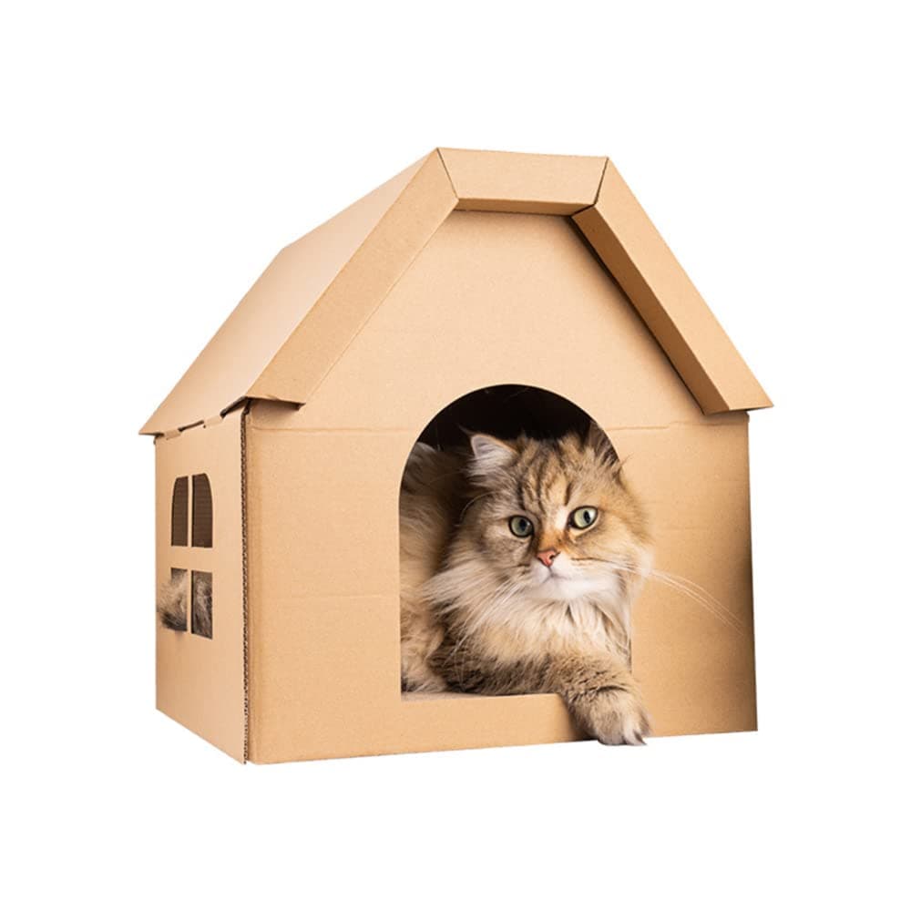Hapihom Cat Cardboard House,Pet Cat House Wear-resistant Corrugated Paper Cat Scratch Board Cat Scratcher Toys For Indoor Cats cat scratch board for Small Cats Kittens Rabbits