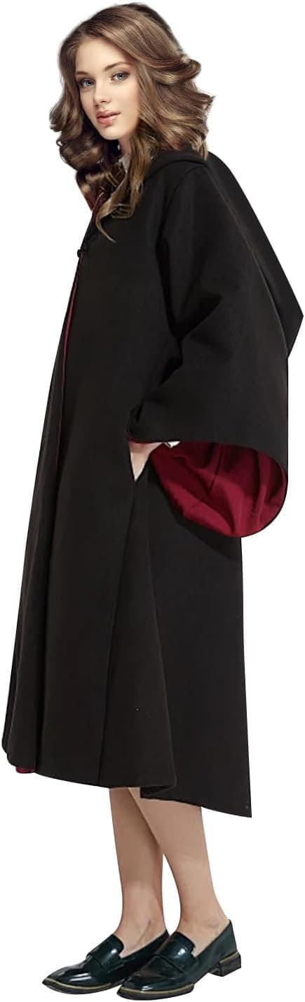 Occtingkind Magician Robe Set, Wizard Robe for Adults and Children, Wizard Costume 6-Piece Set, Includes Cape, Glasses, Ties, Necklaces, Bracelets and Rings, for Halloween, Carnival