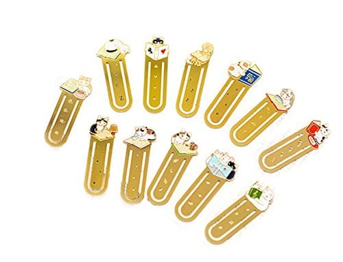 Lldaily 12Pcs Cute Cat Bookmarks Book Journal Gift Metal Bookmark School Office Supplies Book Mark for Kids