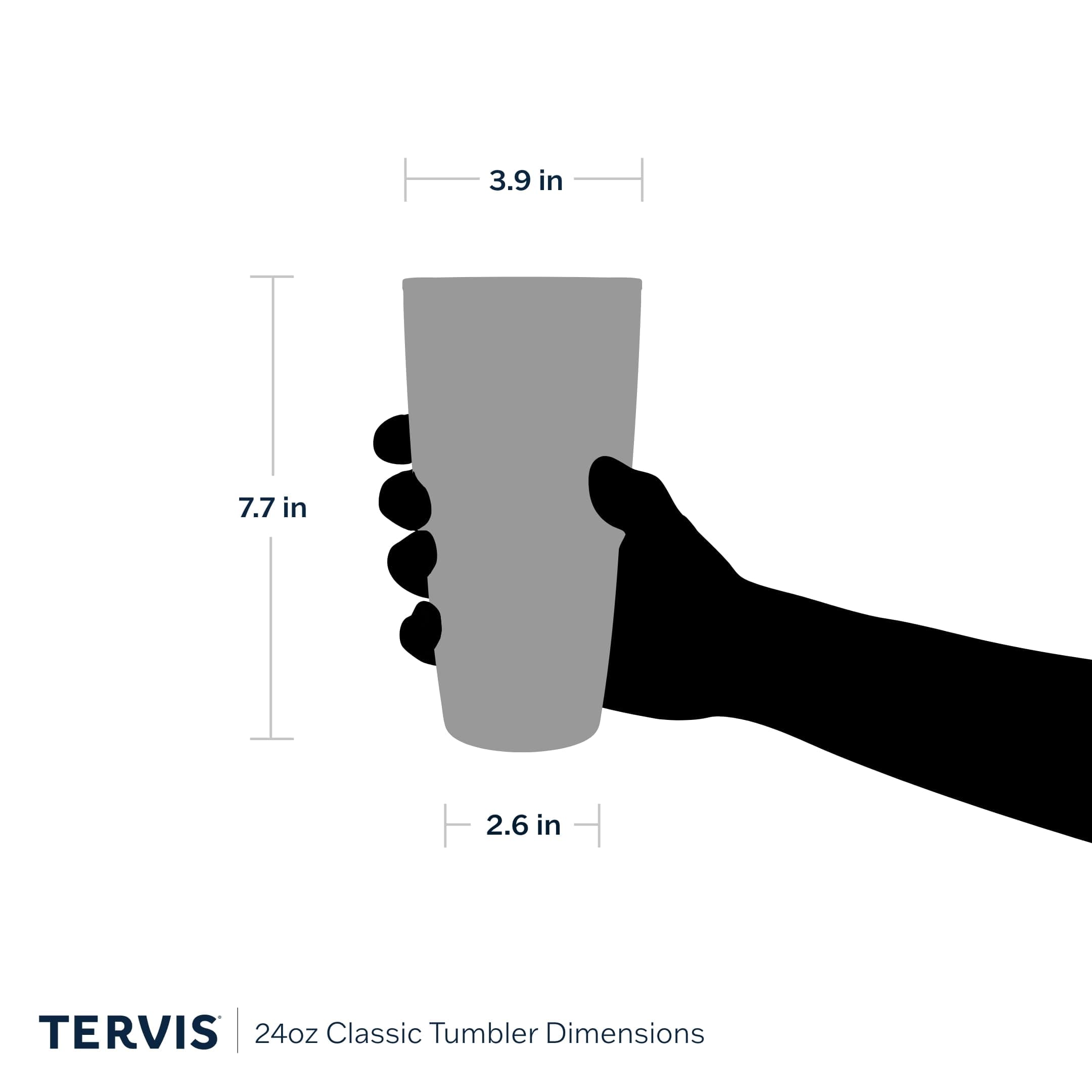 Tervis Clear & Colorful Tabletop Made in USA Double Walled Insulated Tumbler Travel Cup Keeps Drinks Cold & Hot, 24oz, Clear