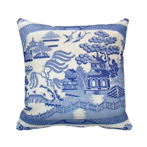 HL HLPPC Blue Willow Pillow - the Perfect Size and Color. Personalized 18x18 Inch Square Cotton Throw Pillow Case Decor Cushion Covers