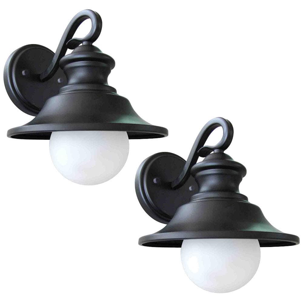 21-2101 One Light Outdoor Wall Mount - 2 Per Pack, Black Finish with Frosted Glass