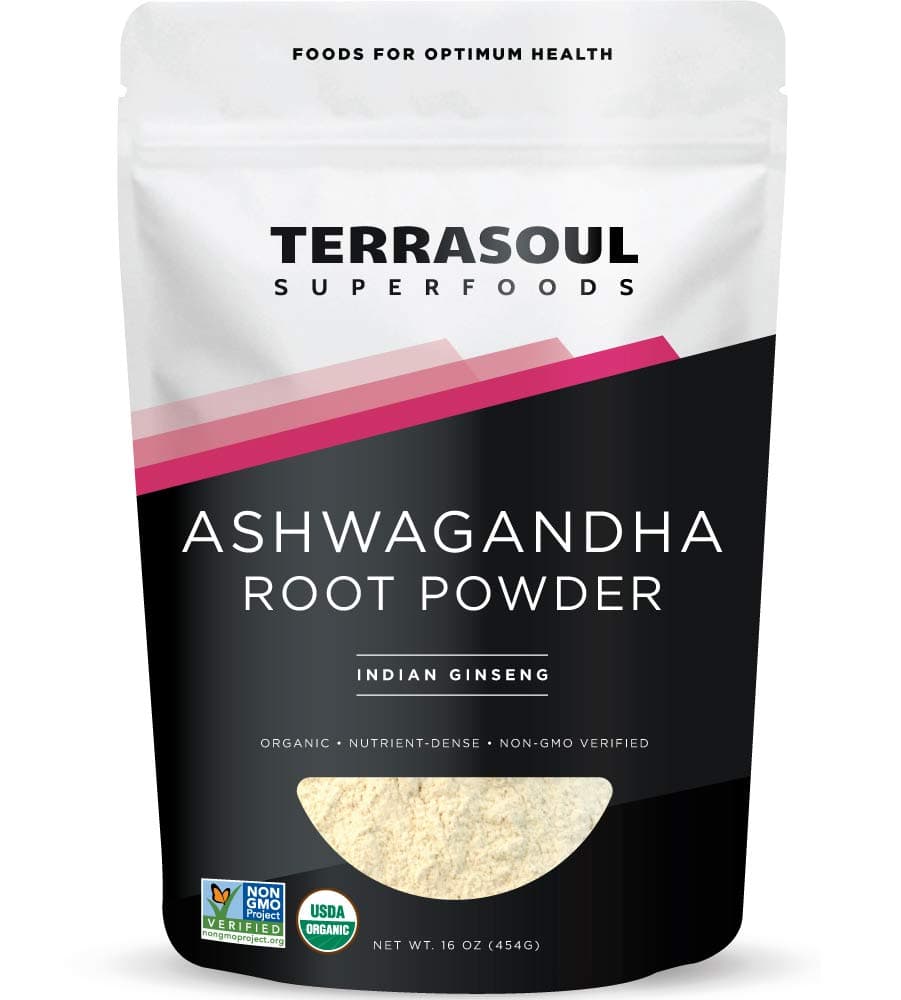 Terrasoul Superfoods Organic Ashwagandha Root Powder, 1 Lb - Stress Adaptogen | May Improve Sleep | Lab-Tested for Quality