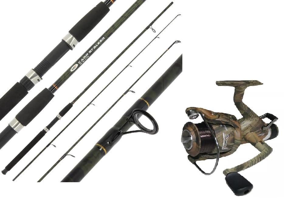 Carp Fishing Camo Stalker 8ft Margin Rod +Oakwood Camo Freespool Reel with Line