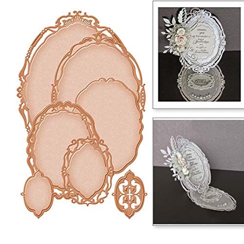 7pcs/Set Metal Die Cuts,Wedding Invitation Oval Lace Flower Metal Cutting Dies Stencils for DIY Scrapbooking Photo Album Decorative Embossing Paper Making Making Mould Template