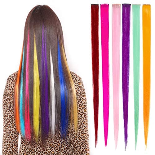 LAIYYI Hair Extensions Wig Pieces, Fashion Colorful Straight Long Hairpiece for Cosplay Daily Life Party, Synthetic Hairpieces Hair Accessories for Girls
