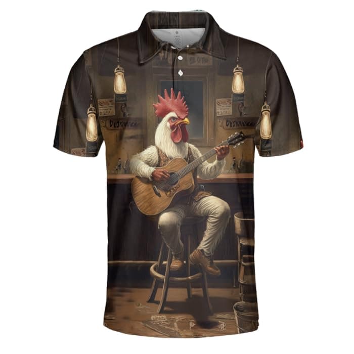 Crazy Chicken Polo Shirts for Men Women - Rooster Mens Golf Polo Shirts Short Sleeve Dry Fit Casual Tennis T-Shirt PA18
