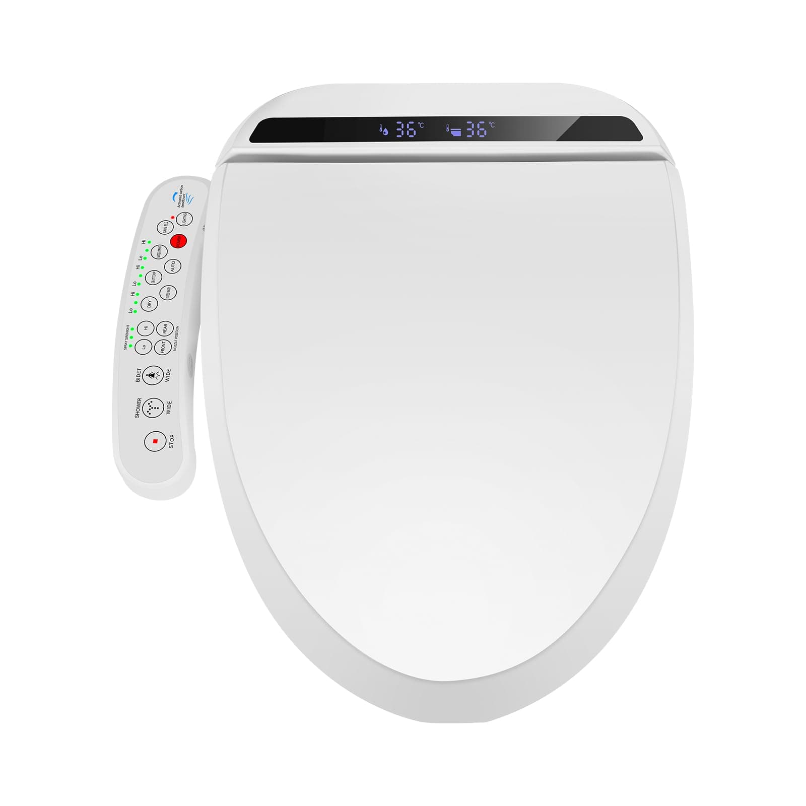 YOURLITE Electronic Smart Bidet Toilet Seat with Dryer, Heated Seat Bidet with Self-Cleaning Nozzle Temperature Adjustable Slow Soft Close, White
