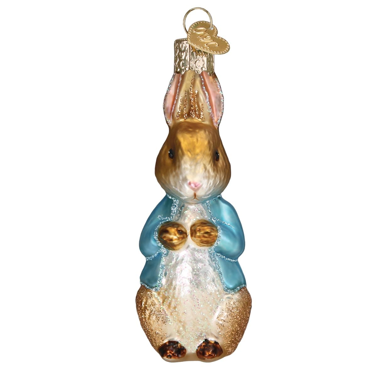 Peter Rabbit Glass Blown Ornament for Christmas Tree, Handcrafted Holiday Decoration, Peter Rabbit Collection