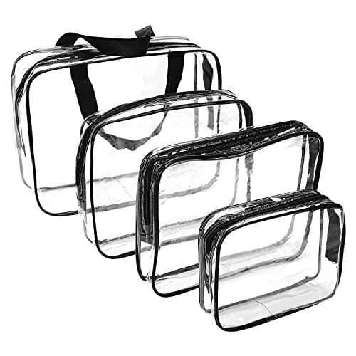 Clear Makeup Bags, Travel Bag/Travel Toiletry Bag Kit 4 Pack Travel Toiletry Cosmetic Bag Portable Waterproof PVC Organizer Case for Men & Women(4 pack, 3 size)