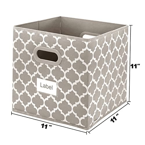 homyfort 11 Inch Cube Storage Organizer Bins-Foldable Fabric storage Cubes Bin Container Box with 2 Plastic Handles for Boys,Girls,Nusery,Clothes,Pantry Closet,Shelf,Kids Room Set of 6 (Light Coffee)