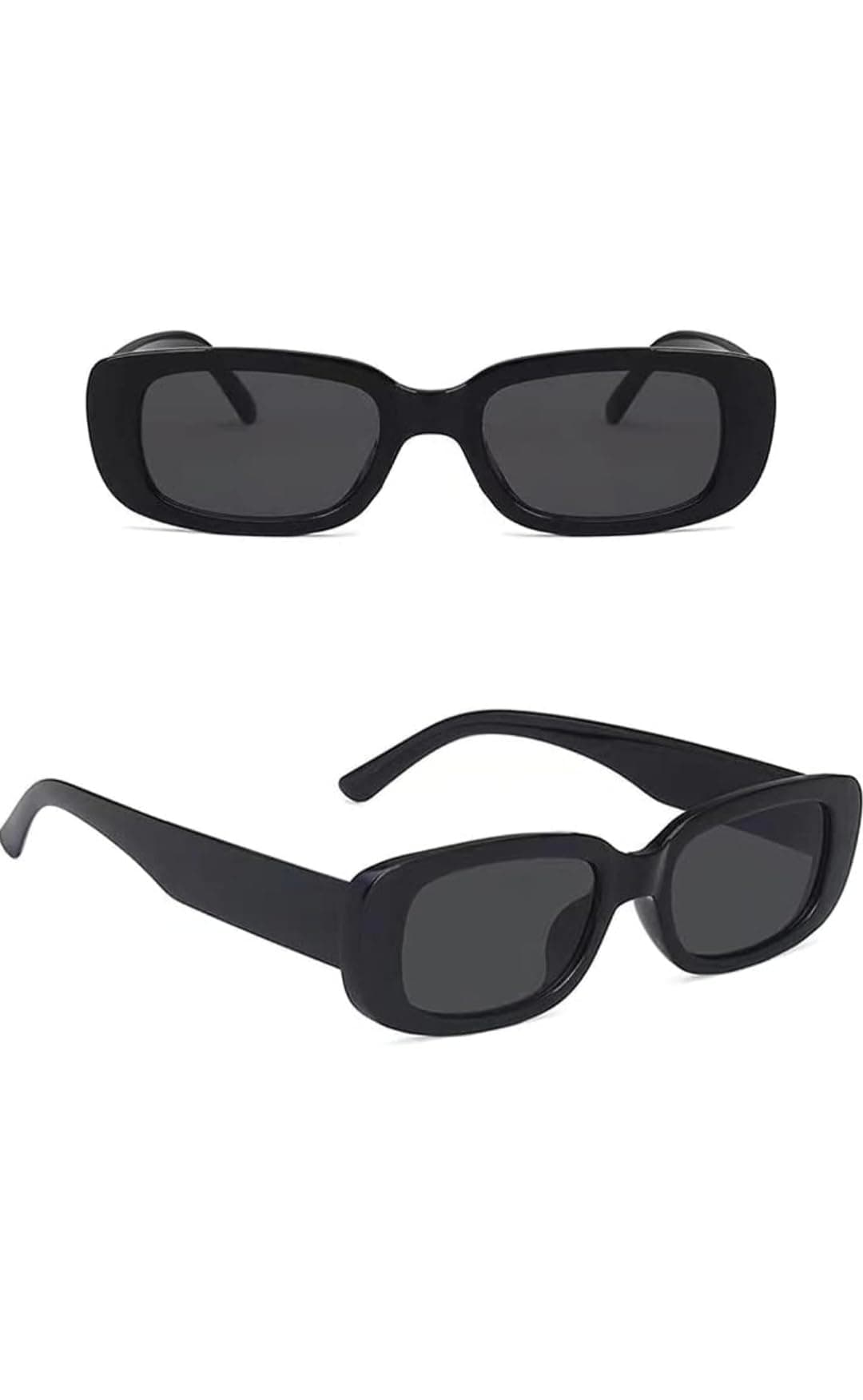 GenericSunglasses For Men Women Retro Stylish Rectangle Goggles Square Sunglass Rectangular Aesthetic Glasses UV Unisex (Black) - Pack of 1