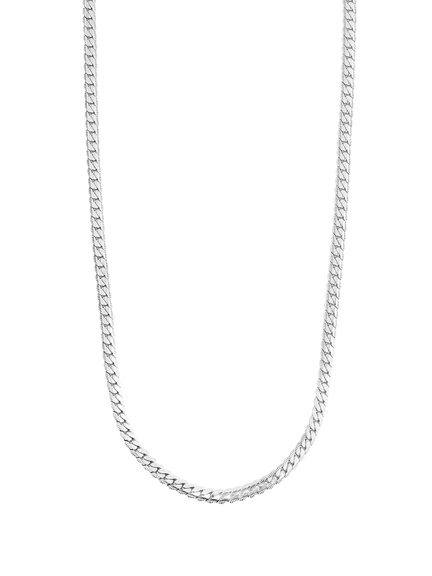 Trendy Classic Stainless Steel Flat Curb Chain Silver Necklace for Men and Boys (24 Inch)
