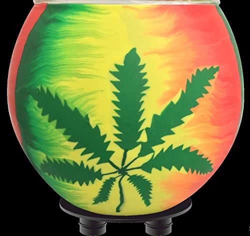 Fimo Clay Art Candle Holder Handmade Glass Tealight Holder (Pot Leaf Rasta)