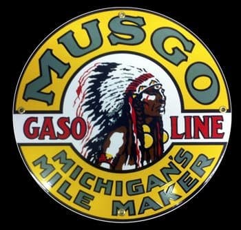 Garage Art Musgo Gasoline Porcelain Sign